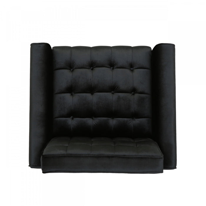 Lucas Modern Accent Seating Arm Chair With Tufted Back,polyester Upholstery,black Accent Chair