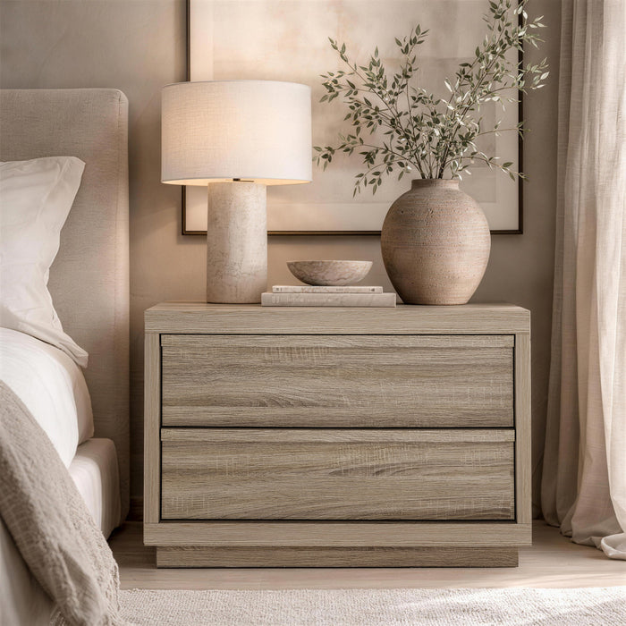 Navis Contemporary 32\" Nightstand in Natural Oak (2-Drawer)