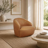Lukas Contemporary Modern Upholstered Swivel Accent Chair in Camel | Fauteuil d’appoint pivotant moderne contemporain Lukas en tissu camel