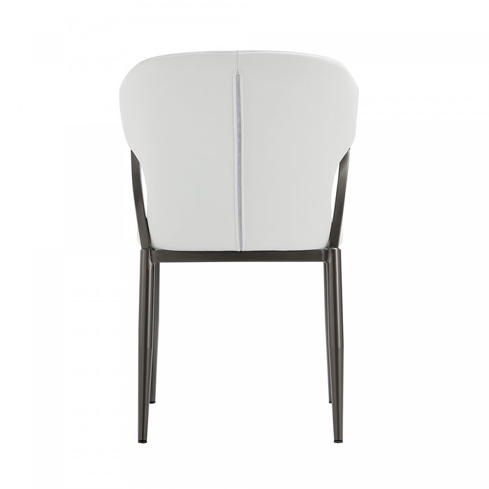 Kirsten Modern Metal Vegan Leather Dining Chair in White - Set of 2 Armoire
