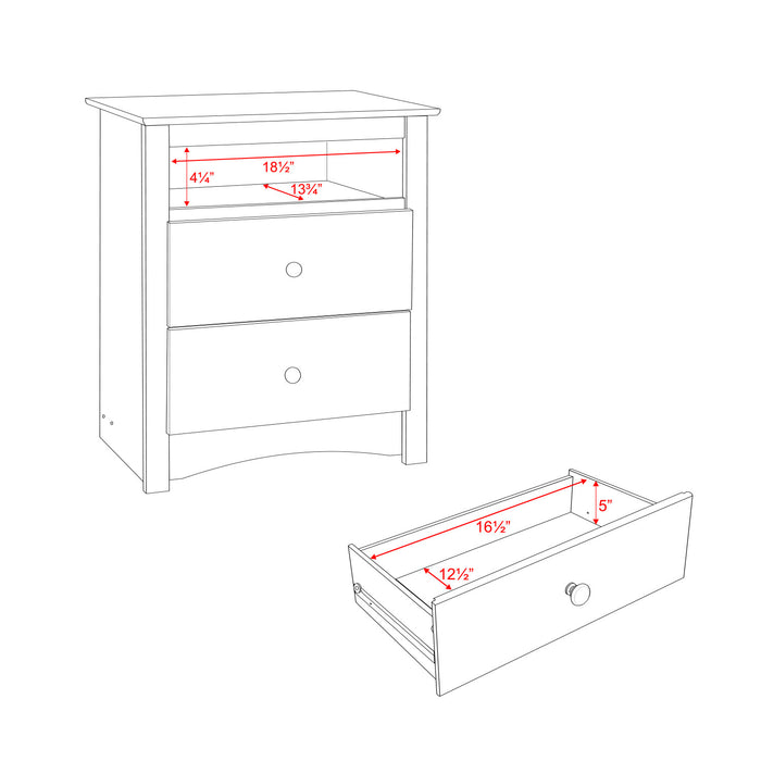 Jade 2-Drawer Nightstand - Washed Black