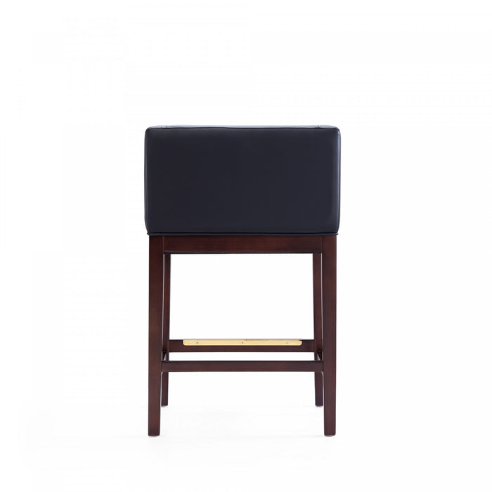 Kingsley Mid-Century Modern Wood Upholstered Counter Stool in Black - Set of 3