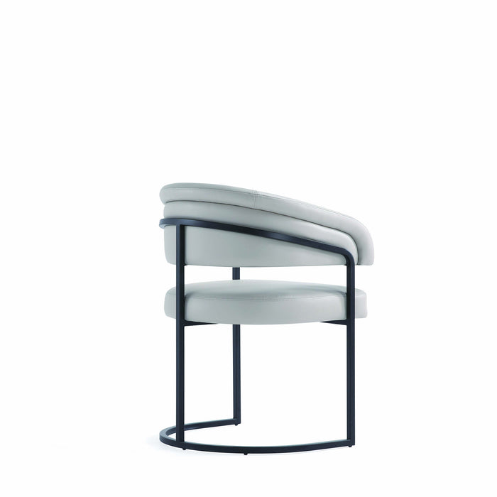 Augusta Modern Metal Vegan Leather Dining Chair in Light Gray - Set of 2