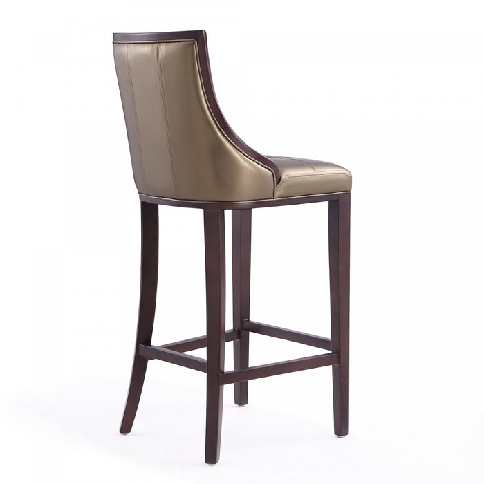 Fifth Avenue Traditional Wood Upholstered Barstool in Bronze - Set of 2