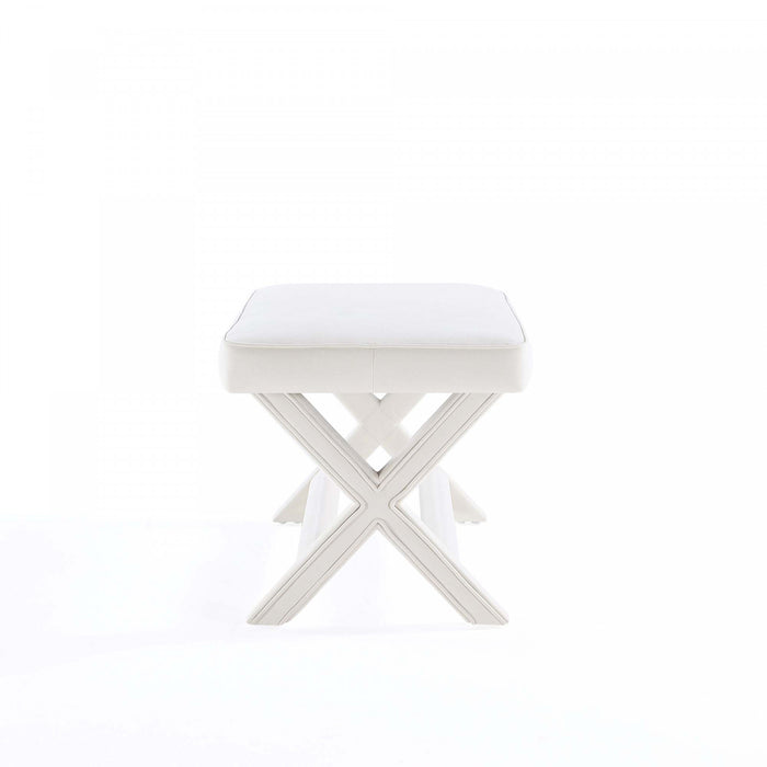 Abigail Mid-Century Modern Upholstered Velvet Accent Bench in Cream