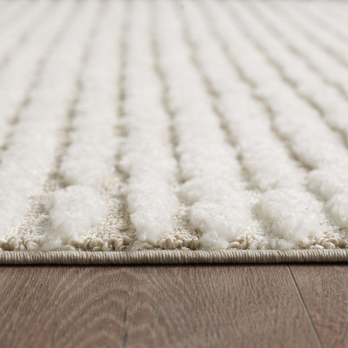 Quinto Beige Waves Shag Area Rug - 6'3\" x 9'