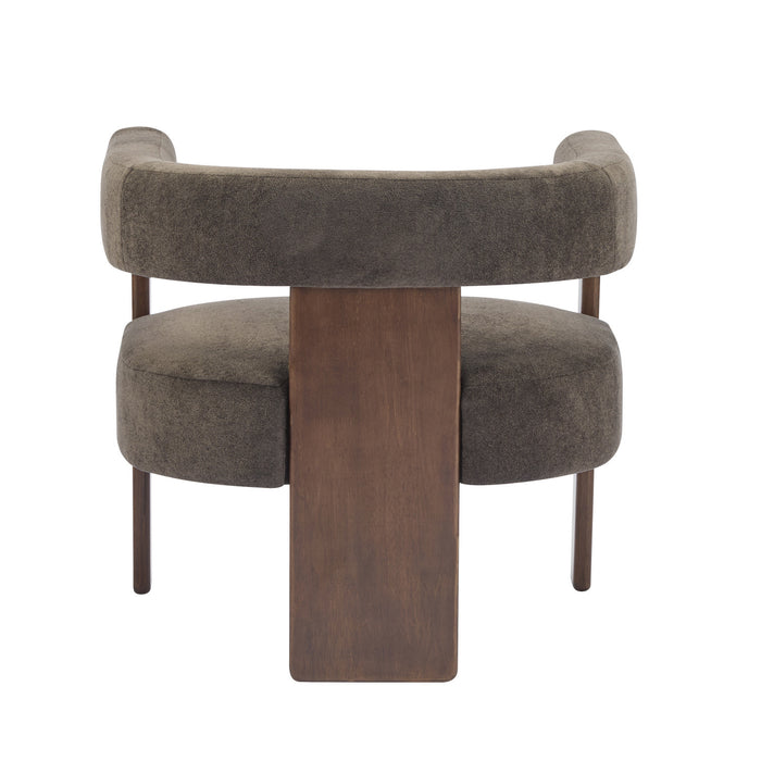 Olivia Velvet Upholstered Accent Armchair with Barrel Back Design and Rubber Wood Frame,Dark Brown Accent Chair