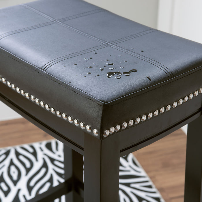 Claridge Faux Leather Black Backless Counter-Height Stool - Set of 2