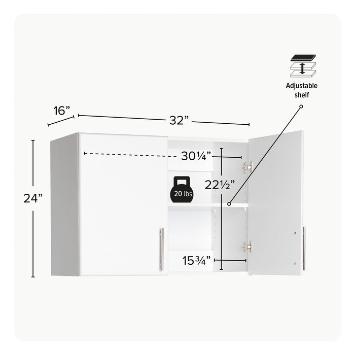 Elite 32\" Stackable Wall Cabinet - White
