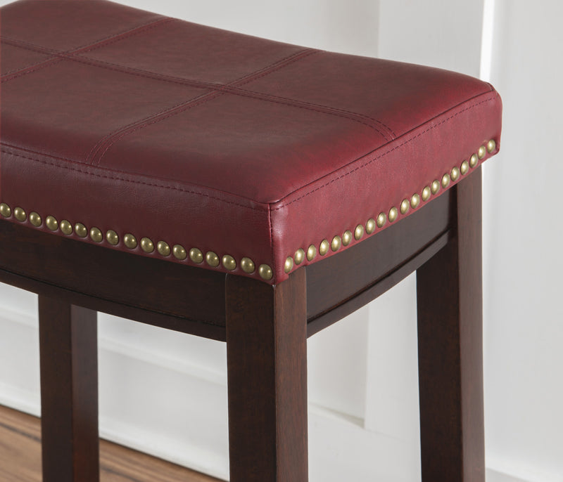 Claridge Faux Leather Backless Counter-Height Stool - Red