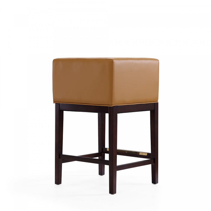 Kingsley Mid-Century Modern Wood Upholstered Counter Stool in Camel - Set of 3