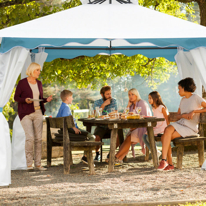 Costway 2 Tier 10'x10' Patio Gazebo Canopy Tent Steel Frame Shelter Awning W/ Side Walls