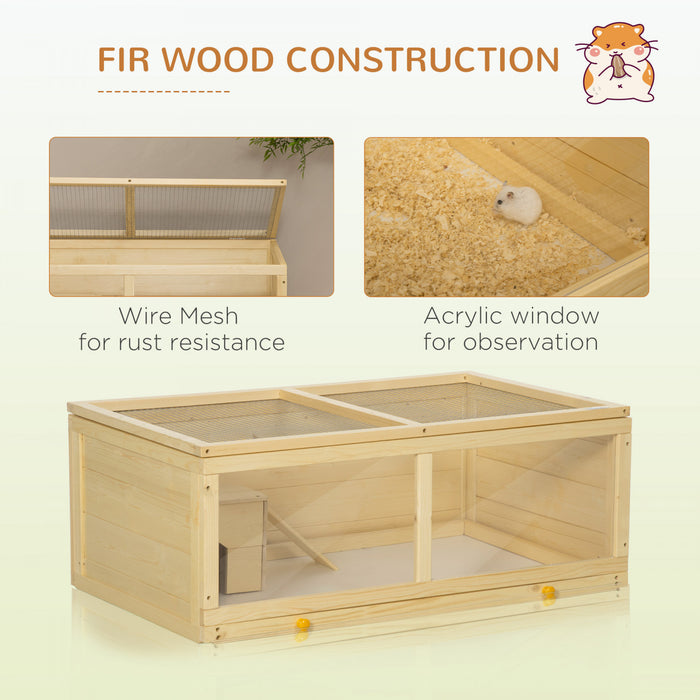 Pawhut Wooden Hamster Cage, Small Animals Kit Hutch, Exercise Play House For Dwarf Hamsters, Gerbils, Chinchillas, Guinea Pigs, Bunnies, With Sliding Tray, Openable Top