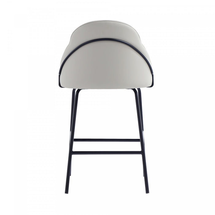 Gracie Modern Metal Upholstered Counter Stool in Stone Gray and Black - Set of 2