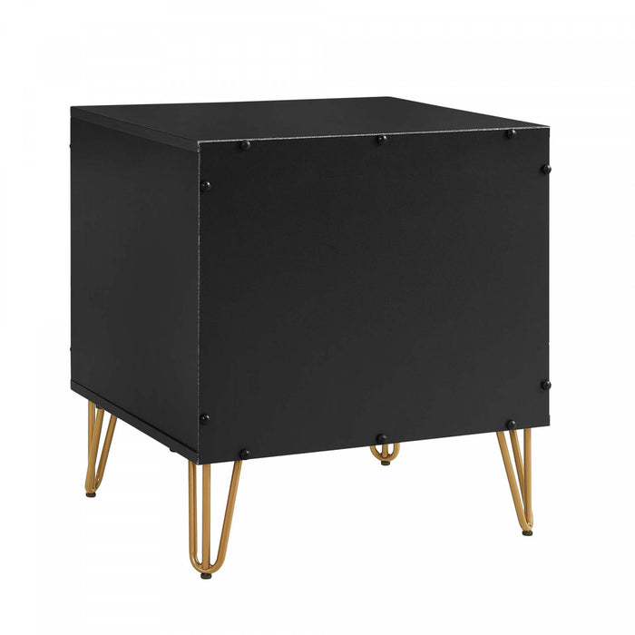 Dumbo Modern 20\" Fluted Nightstand in Black (2-Drawer) - Set of 2