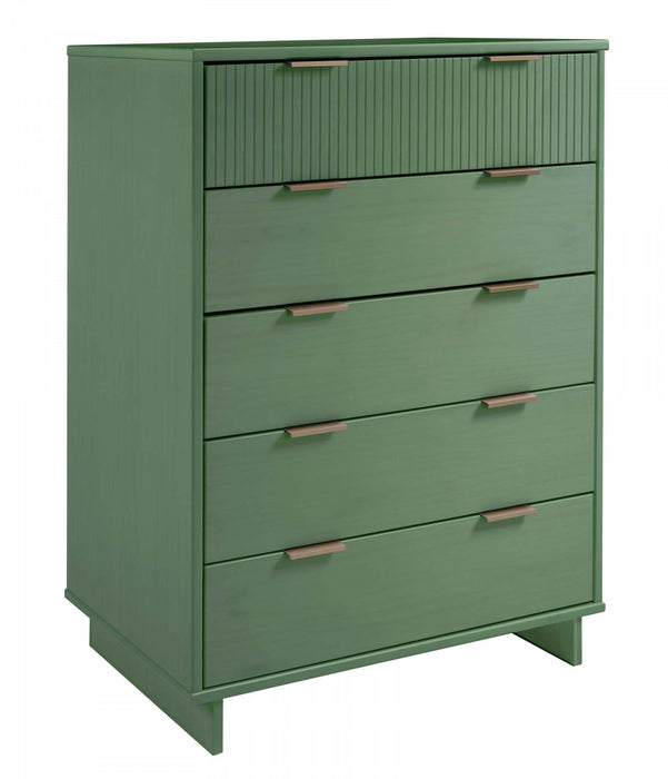 Granville Modern 38\" Chest in Sage Green (5-Drawer)