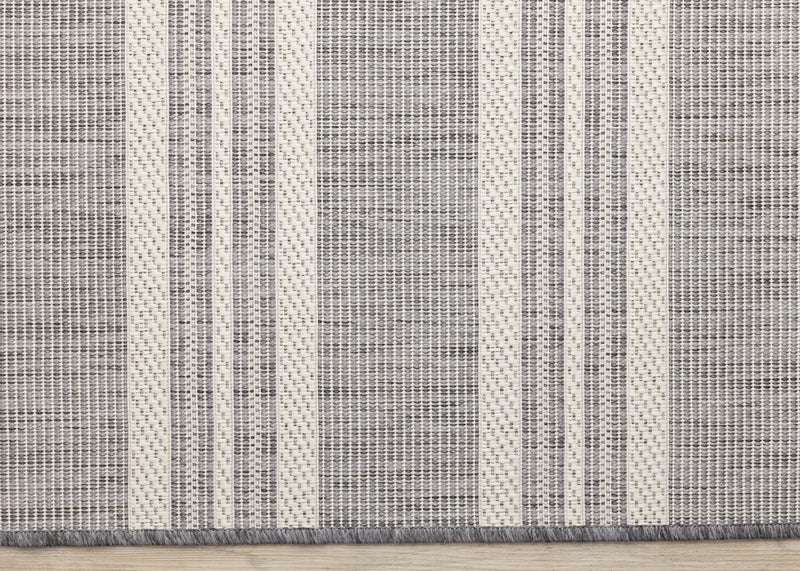 Jackson Cream Taupe Banded Stripes Rug, 7'10\" 10'6\" Outdoor Area Rug