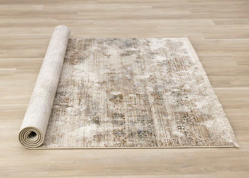 Sydney Beige Grey Cream Distressed Area Rug - 7'10\" x 10'2\"