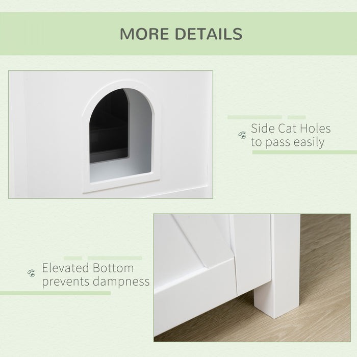 Pawhut Cat Litter Box Enclosure With Openable Top, Cat Washroom Storage Side Table With Double Doors, Zinc Alloy Handles, For Indoor Use, White