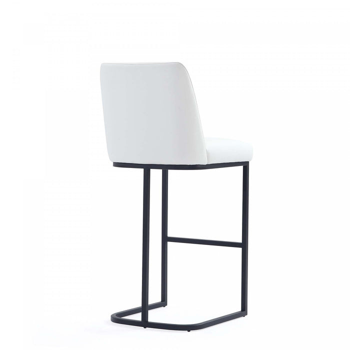 Serena Modern Metal Upholstered Barstool in White - Set of 2 Bar Stool