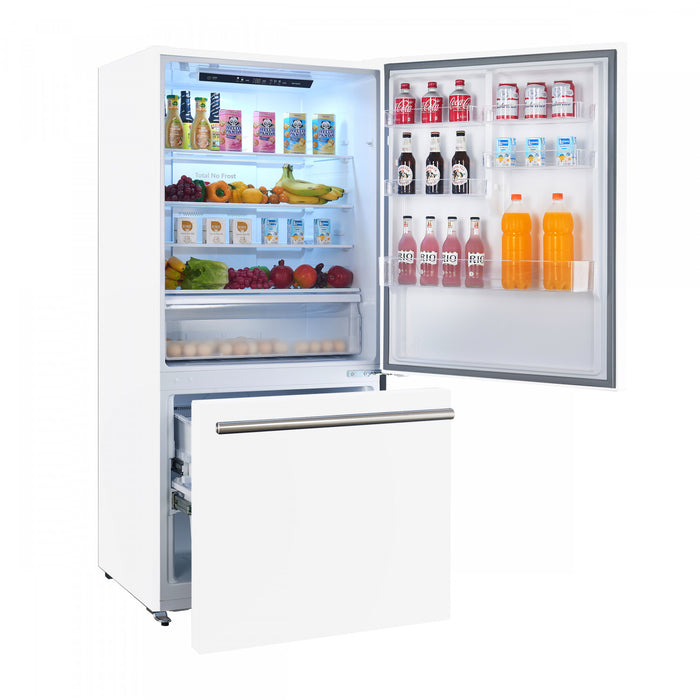 Forno Milano Espresso 31 Inch Bottom Freezer, White, 17.2 cu.ft. - FFFFD1785-31WHT