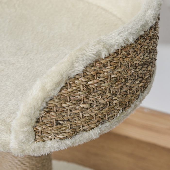 Pawhut Small Cat Tree With Scratching Post, Perch, Toy Ball, Cat Tower For Indoor Cats - 16\" X 16\" X 19\", Beige