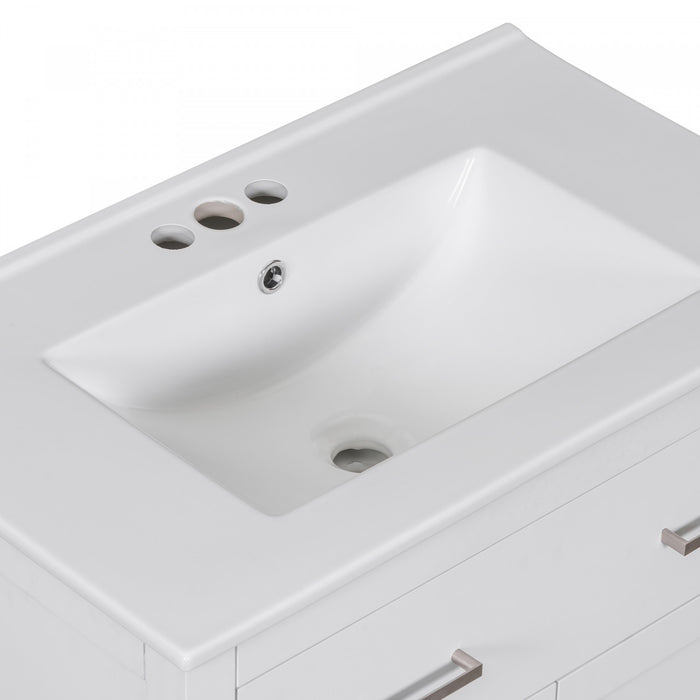 Felix 60 Inch Modern Double Bathroom Vanity with Ceramic Sink & Storage Cabinet, White