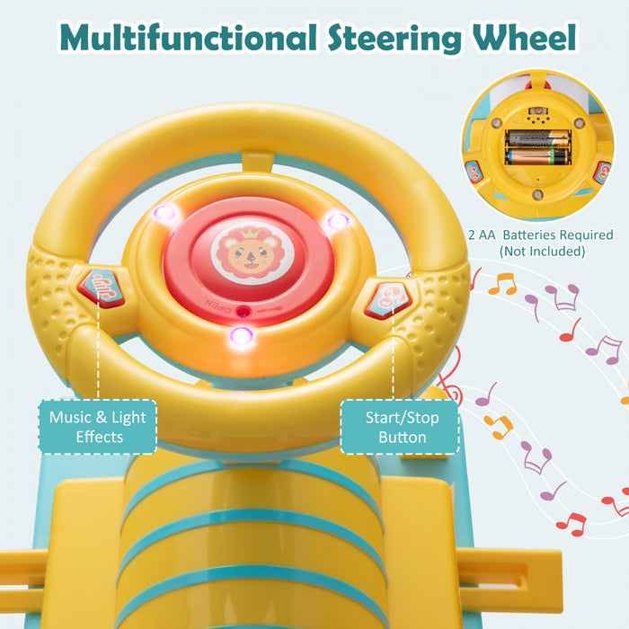 6v Electric Kids Ride On Train Motorized Train Toy W/ Track & 6 Wheels Blue