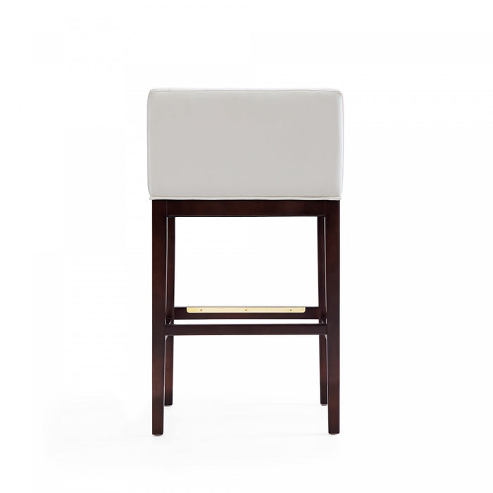 Kingsley Mid-Century Modern Wood Upholstered Barstool in Ivory - Set of 3