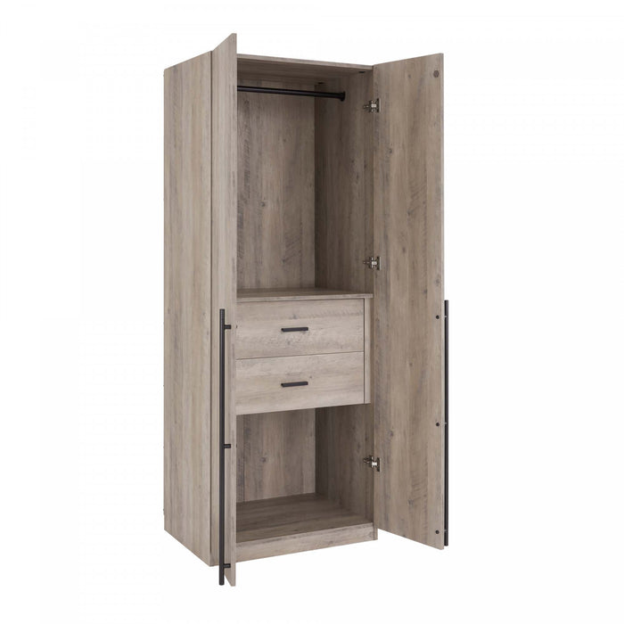 Lee Modern 2-Piece Wardrobe Closet in Rustic Gray Armoire