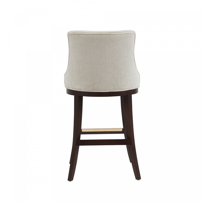 Lucia Modern Chenille Wood Upholstered Barstool in Natural - Set of 3