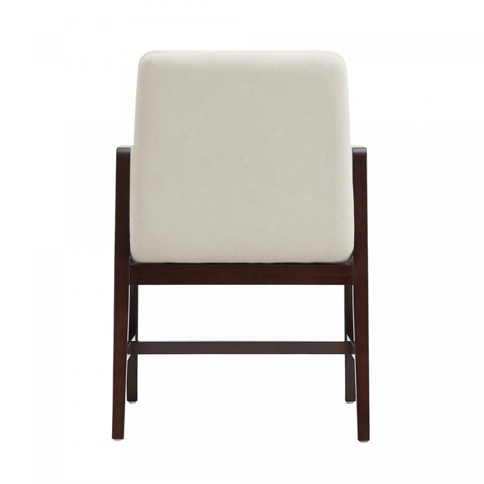 Stella Modern Velvet Wood Armchair in Cream - Set of 2