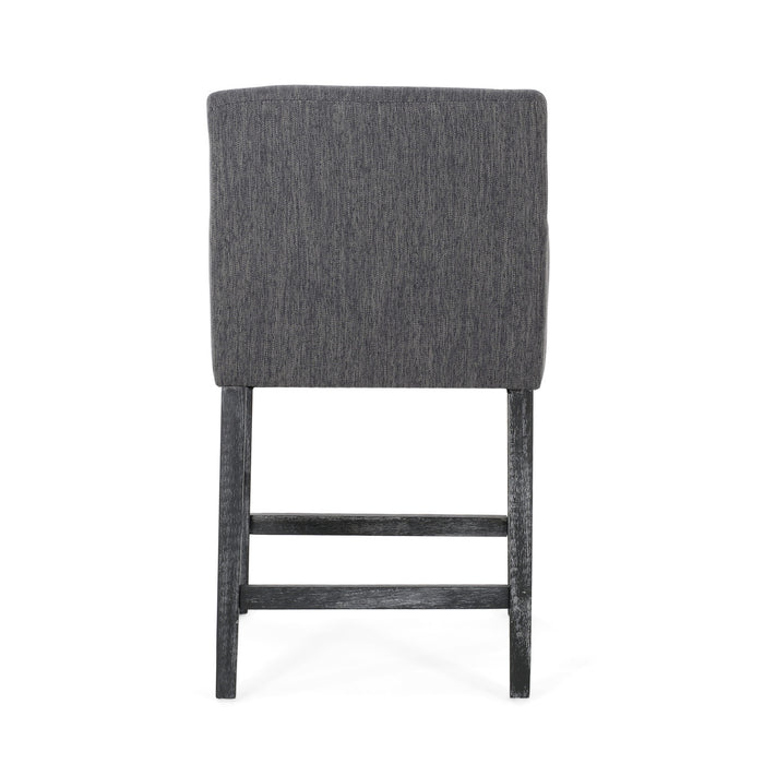 Lewis 26\" Seat Height Counter Stool With Upholstered Fabric And Solid Wood Legs, Charcoal