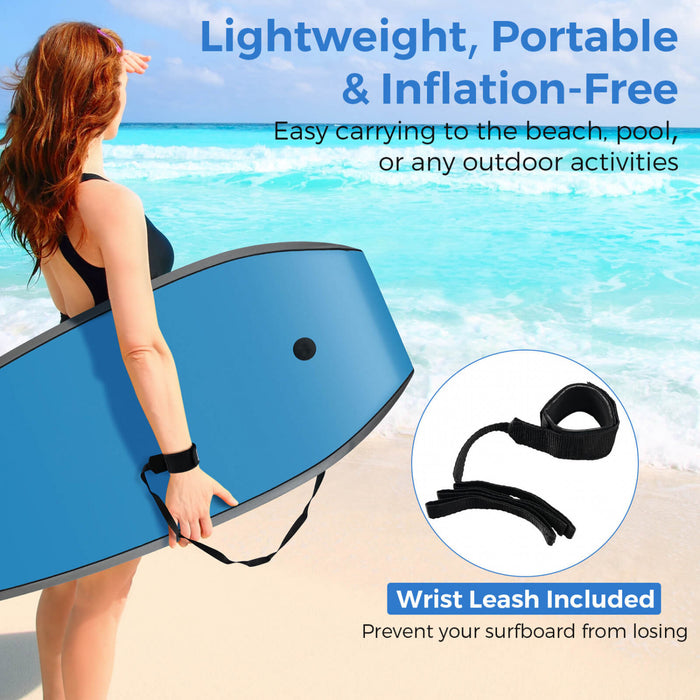 Costway 41\" Lightweight Body Board With Eps Core Xpe Deck Hdpe Bottom Crescent Tail Blue