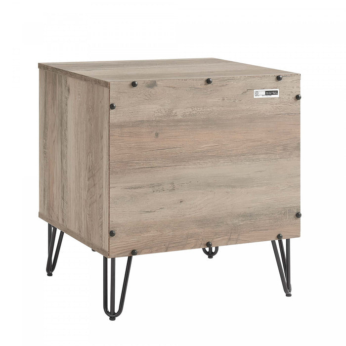 Dumbo Modern 20\" Fluted Nightstand in Rustic Gray (2-Drawer)