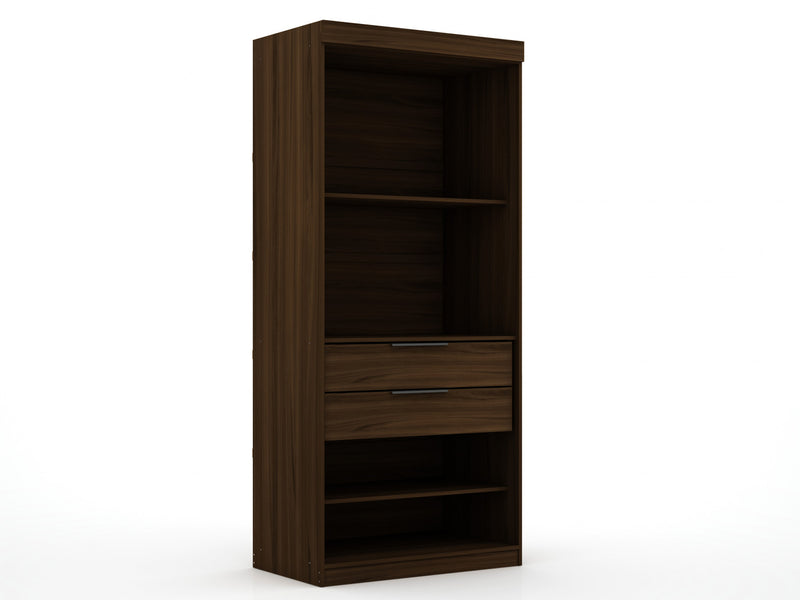 Mulberry Contemporary Modern 2-Piece Wardrobe Closet in Chestnut Brown