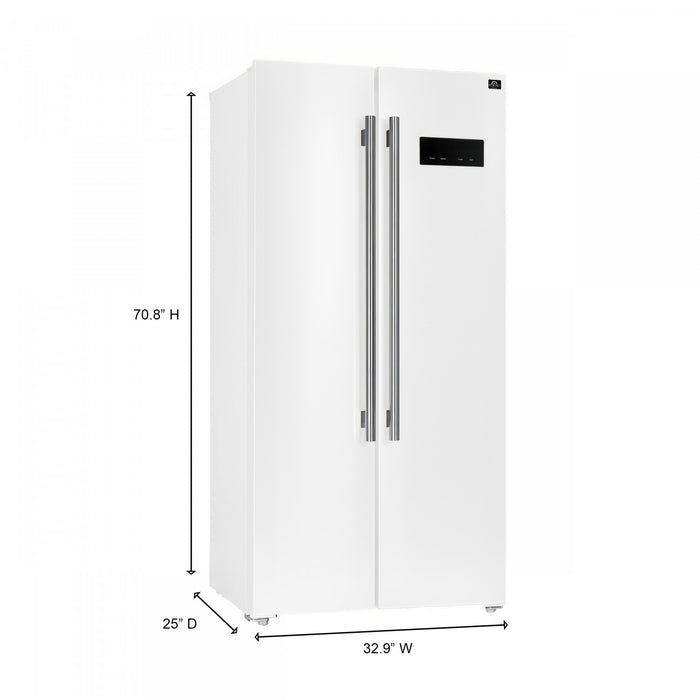 Forno Salerno 33-inch Side-by-Side White Refrigerator, 15.6 cu.ft. - FFRBI1805-33WHT