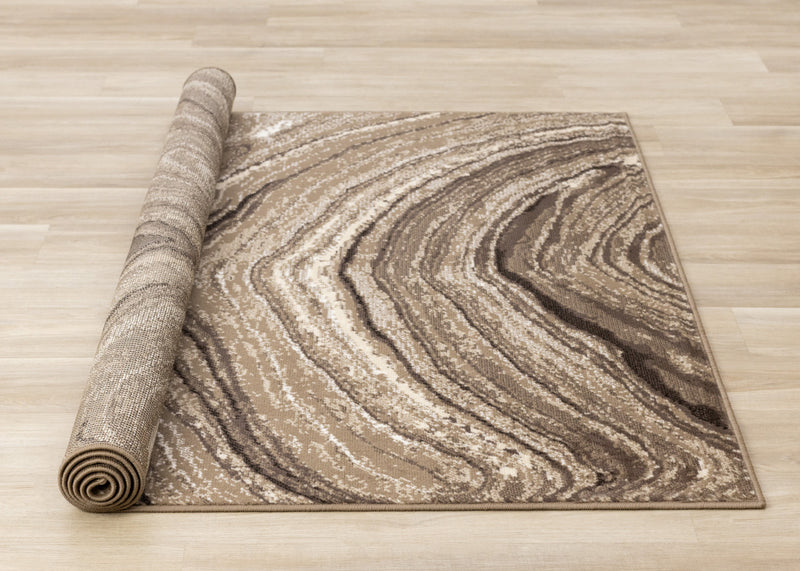 Forte Brown Cream Soothing Waves Area Rug - 5'3\" x 7'5\"