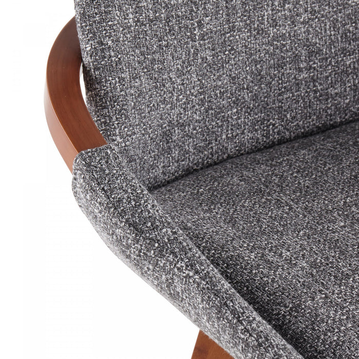 LumiSource Cosmo Fabric Mid-Century Counter-Height Stool - Walnut/Grey