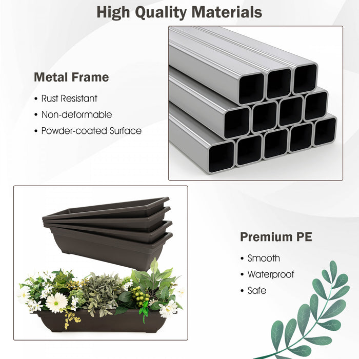 Costway 2pcs 4 Ft 4-tier Vertical Raised Garden Bed Elevated Planter W/4 Container Boxes