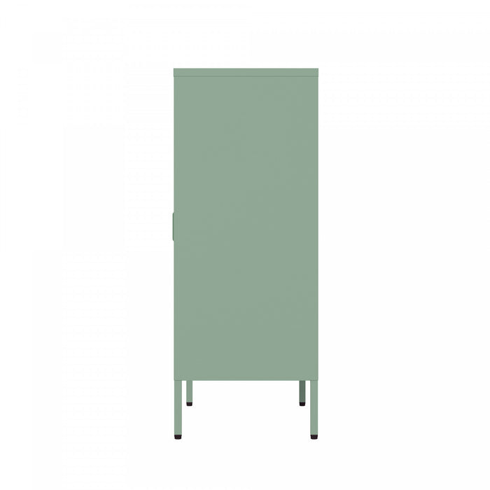 Naomi Modern 32\" Metal Accent Cabinet in Sage Green Armoire