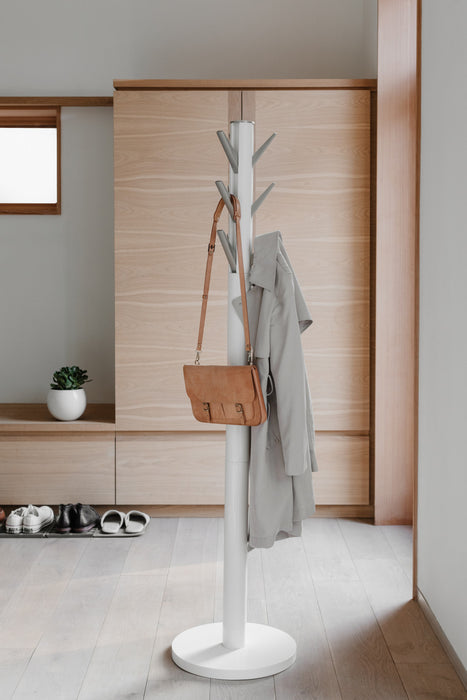 Umbra Modern Wood Flapper Coat Rack - White