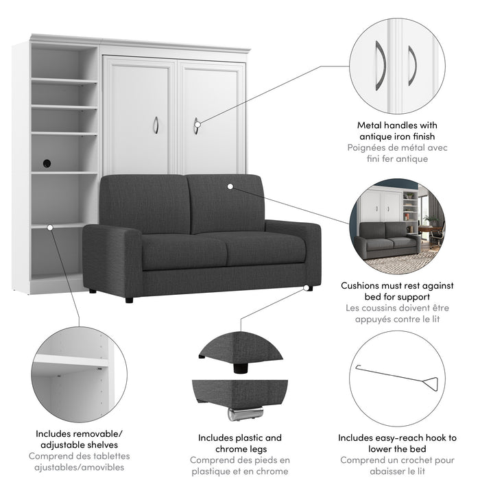 Bestar Versatile Full Murphy Bed Sofa Closet Organizer (91 W) - White