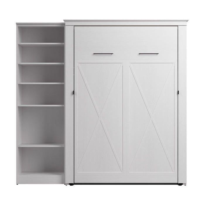 Bestar Key West Full Murphy Bed with Closet Organizer (88 W) - Pure White Oak