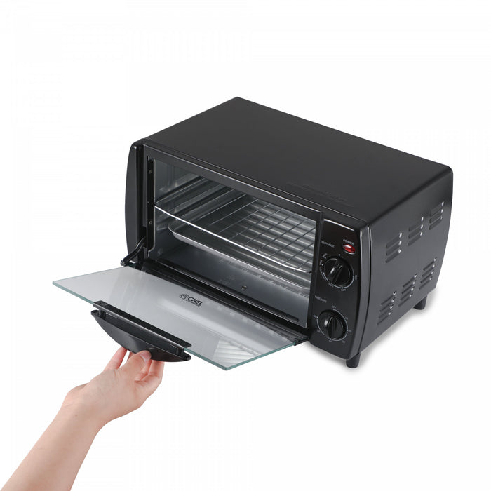 CHK Series Commercial Chef 4-Slice 10L Toaster Oven, 1000W, CHTO40B, Black
