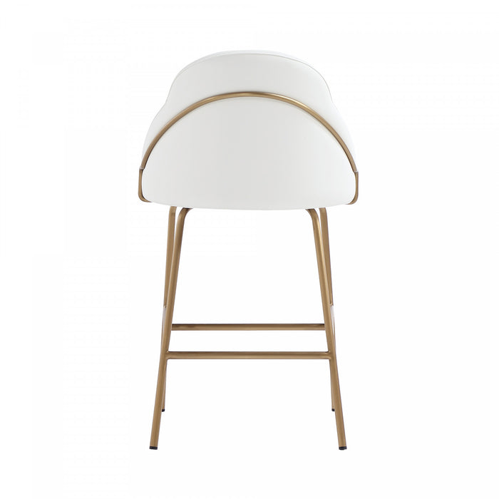 Gracie Modern Metal Upholstered Counter Stool in White and Gold - Set of 3