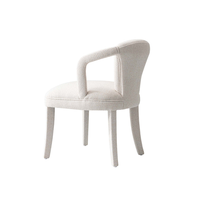Palmer Mid-Century Modern Upholstered Tweed Armchair in Ivory Dining Chair