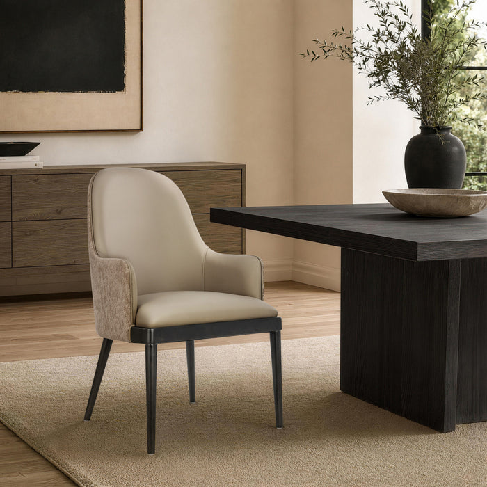 Drew Contemporary Wood Upholstered Armchair in Taupe