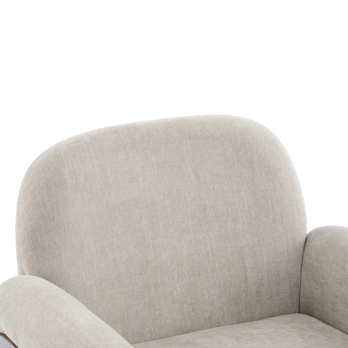 Audrey Solid Wood Ergonomic Accent Armchair with Fabric Upholstery,Tan Accent Chair