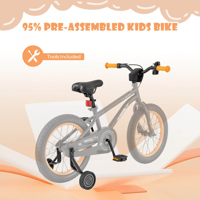 Costway 16-inch Kid's Bike For 4-7 Years Old With Adjustable Saddle & Anti-slip Handlebar Black